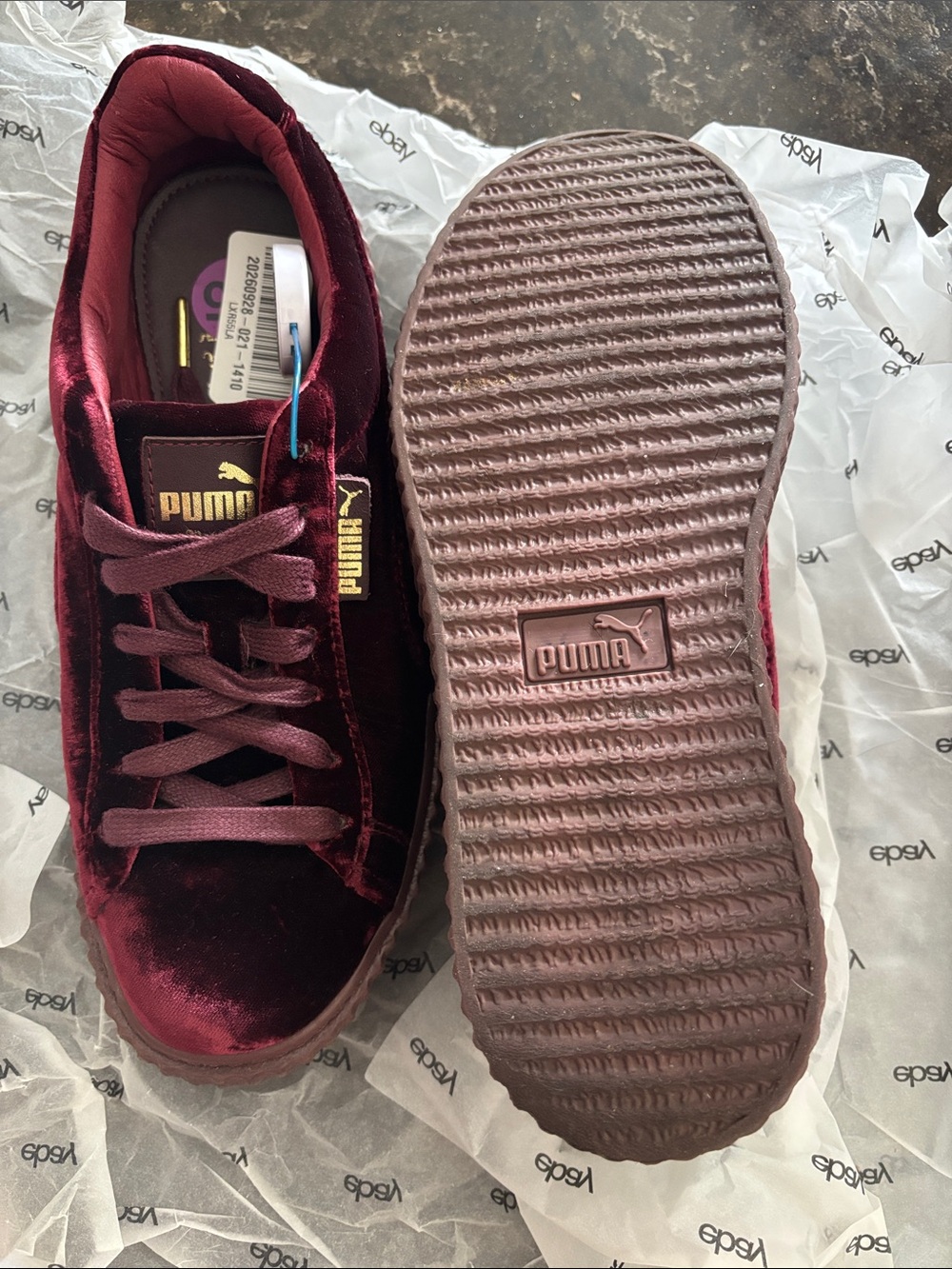 Puma Velvet Sneakers in Burgundy